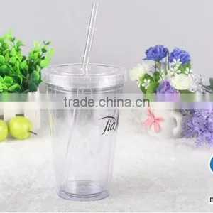 Food Grade Material PS Party Glass With Straw for Promotional thumbnail-4