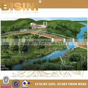 Arched Bridge With Iron Guardrail, Landscape Bridge in Urban Residential Area, Inland River Pedestrian Bridge(BF08-Y10022) thumbnail-6