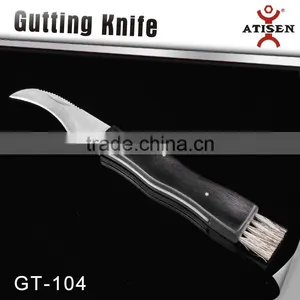 Wholesale 3Cr14 Folding Mushroom Knife Color Wooden Handle With Brush thumbnail-1