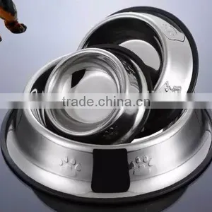 Skid Stop Rubber Base Stainless Steel Pet Bowls With Embossed Paws and Bones for Dogs Puppies Cats Feeder Bowl thumbnail-2