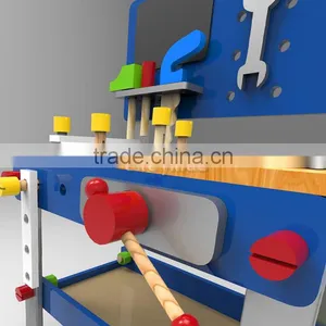 2016 New Design Children Tool Toy Wooden Workbench W03D076B thumbnail-6