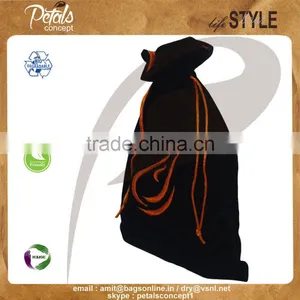 High Quality Drawstring Pouch With Customized Logo - Velvet Drawstring Pouch With Satin Lining - With Embroidery Logo - Luxary thumbnail-1