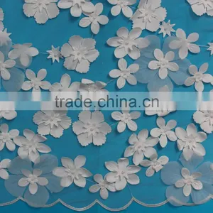 China Manufacturer 3d Flower Lace Embroidered Fabric thumbnail-3