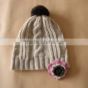 Acrylic Fashion Handmade Hat With Beautiful Flower thumbnail-1