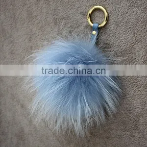 Myfur Hot Sell Raccoon Fur Pompom Keyring Fur Pom Pom Keychain thumbnail-2