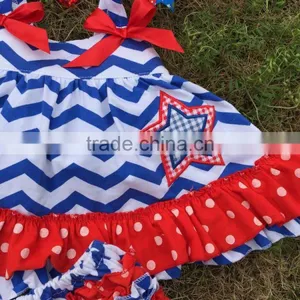 2015 Chevron Baby Girls Swing Top Set July 4th Swing Outfits With Matching Necklace and Bow Set thumbnail-4