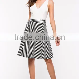 China Wholesale High Rise Directional Stripe Midi Skirt Women Fashion Skirt 2016 thumbnail-2