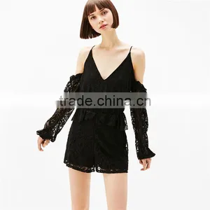 New Fancy Design Short Dance Wear All Black Lace Jumpsuit thumbnail-3
