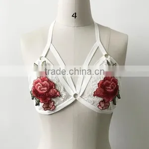 2017Wholesale Price Women Halter Hollow Floral Sexy Bra thumbnail-3