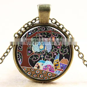 XP-TGN-LT-164 2017 New Design Diy Image Dome Cabochon Colorful Life Tree Charm Time Gem Necklace In Alloy thumbnail-1