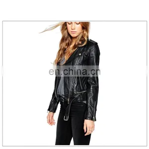 Women Special Design Punk Style Motorbike Leather Jacket thumbnail-5