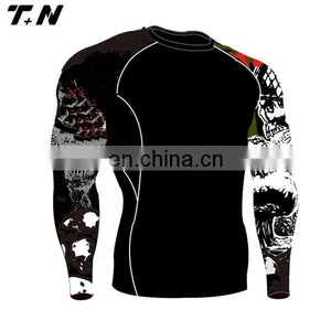 Wholesale Mma Bjj Compression Shirts Rash Guard Rashguard Lycra thumbnail-5
