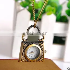 Women's Handbags Watch Coin Bag Shaped Luxury Pocket Watch Top Quality Antique Bronze Handbag Pendant Pocket Watches thumbnail-1