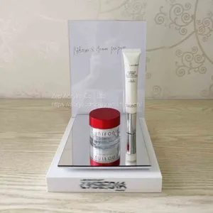 Customized Acrylic Cosmetic Skincare Display Stand With Ad Back thumbnail-1