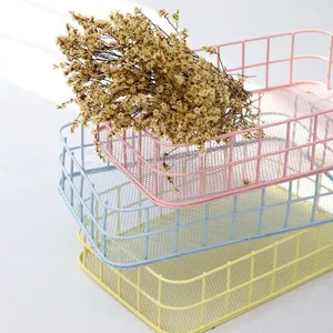 Bathroom Color Metal Wire Mesh Storage Laundry Baskets For Kitchen /Snack Storage thumbnail-1