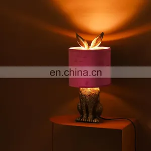 Rabbit Shape Resin Base Standing Table Decoration Antique Desk Nightstand Lamps for Bedroom thumbnail-6