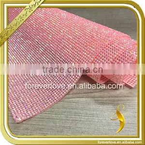China Shoe Decoration Pink Crystal Sheets Hot Fix Rhinestones Mesh in Bulk FRM-234 thumbnail-1
