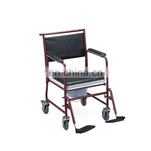 Foldable Chromed Steel Hospital Medical Commode Chair With Solid Castor thumbnail-6