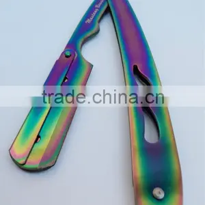 New Barber Salon Straight Razor - Metal Stainless Steel Razor - Barber Razor Titanium Coated Multi Color thumbnail-1