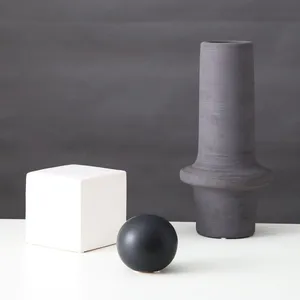 Hand Drawn Elegant Large Green Grey Floor Ceramic Vase,Suitable For Designers thumbnail-2