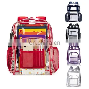 Waterproof Large Black Transparent Clear Backpack,Pvc Summer School Bag For Adult Kids Students/ thumbnail-1