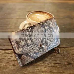 Luxury Genuine Snake Skin Leather Cow Leather Ladies Bifold Clutch Wallet Cheque Book Holder Wallet thumbnail-5