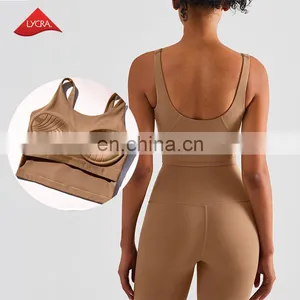 Factory Wholesale Custom Built In Bra Fixed Pads Crop Top Sport Tank Top Workout Running Gym Fitness Wear Clothing For Women thumbnail-1