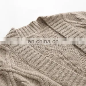 New Arrival Winter Women's X-Long Cardigan Pure Cashmere Chunky Knit Sweater Button Decoration V-Neck Collar Streetwear Style thumbnail-3
