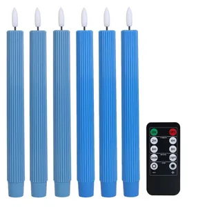 Wholesale 3d Led Skinny Pillar Tapered Candle Flameless Blue Led Taper Candles With Remote thumbnail-1