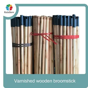 Escobas Fbrica En China Push Broom Parts Pole Lacquered Wooden Broomstick for Plastic Broom Household Item Cleaning Tools thumbnail-3