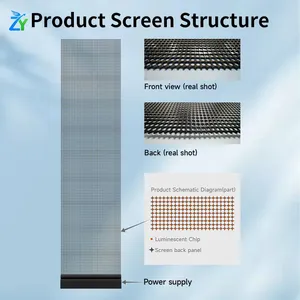 Shopping Mall Window Glass Transparent Advertising P2.5 P3.91 P6.25 Led Holographic Screen thumbnail-4