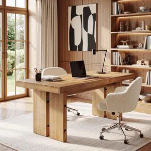 Rectangular Walnut Brown Conference Desk Table thumbnail-2