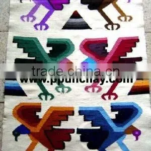 Woven Wool Tapestry / Woven Wool Rug / Woven Wool Runner / Woven Wool Wall Decor 57x22" Peru thumbnail-1