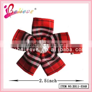 Cotton Grid Flower Hair Clip Wholesale Girls Hair Flower,hair Flower Clips thumbnail-2