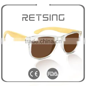 Popular Style Sunglass Wood Temple Sun Glasses With Transparent Plastic Frame thumbnail-1