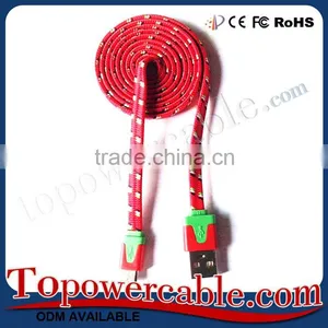 Hot Selling Colorful Mobile Phone Accessories Flat Nylon Braided USB Cable thumbnail-1