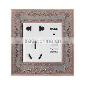 Hot Wholesale Safe 5 Hole High Quality 2 Pin & 3 Pin Socket With Single USB thumbnail-1