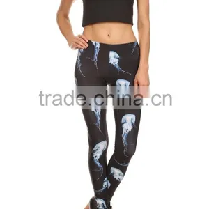 Woman Body Fitted Leggings / Tights Full Sublimated With Jellyfish Custom Design thumbnail-1