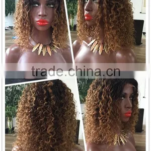 Aibaba Express Wholesale Price for Hand Tied Full Lace Wig Made From 100% Chinese Human Hair in Afro Curl Hair Style thumbnail-1