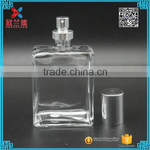Wholesale 100ml Clear Empty Rectangle Perfume Glass Bottle With Pump Sprayer thumbnail-1