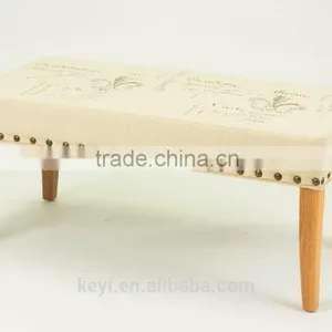 Solid Wood Style Home Furniture Fabric Foot Stool / Wooden Shoe Stool Bench (KY-3038) thumbnail-3