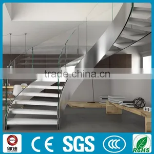 Moden Indoor Prefabricated Steel Glass Curved Stairs Design thumbnail-6
