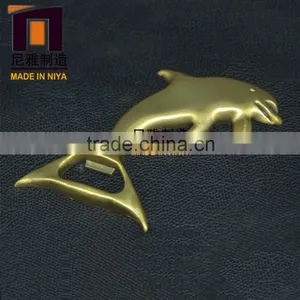 Porpoise Shape Gold Plating Metal Beer Bottle Opener Keychain thumbnail-2