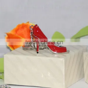 Yiwu Factory Supply Metal Key Chain Alloy Enamel Chemical Wheat Red High-heeled Shoes Keychain thumbnail-1