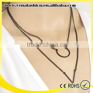 Double-deck Arrows Fashion Long Thin Chain Necklace thumbnail-1