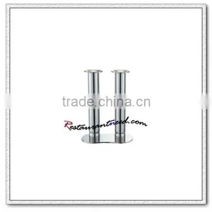 T212 H205mm Stainless Steel Double Heads Votive Tall Candle Holder thumbnail-1