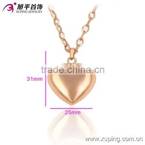 Xuping Fashion Long Necklace, China Wholesale Rose Gold Heart None Stone Polish Pendant Necklace thumbnail-2