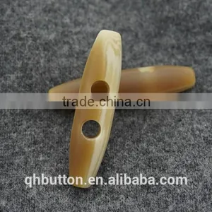 Chinese Button Beige Resin Matt Effect 2-holes Bar Toggle Button for Clothing thumbnail-1
