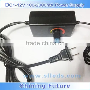 AC 100-240V to DC 1-12V (100-2000mA) US Plug Adjustable Voltage Power Supply Adapter for Led Strips Lights thumbnail-1