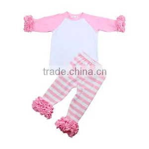 2016 Kids Clothing Set White Chest Black 3/4 Sleeve Children Raglan Icing Pants Girls Boutique Fall Children Clothing Sets Girls thumbnail-5